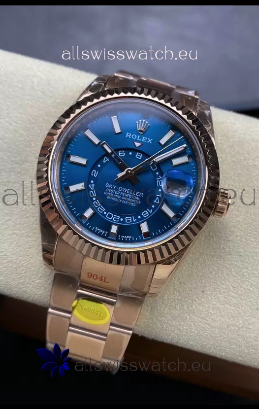 Rolex Sky-Dweller REF# 336935 Blue Dial Watch in Rose Gold 904L Steel Case 1:1 Mirror Replica