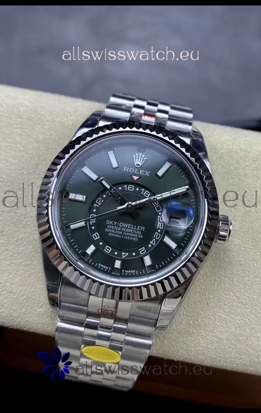 Rolex Sky-Dweller REF# 336934 Green Dial Watch in 904L Steel Case 1:1 Mirror Replica