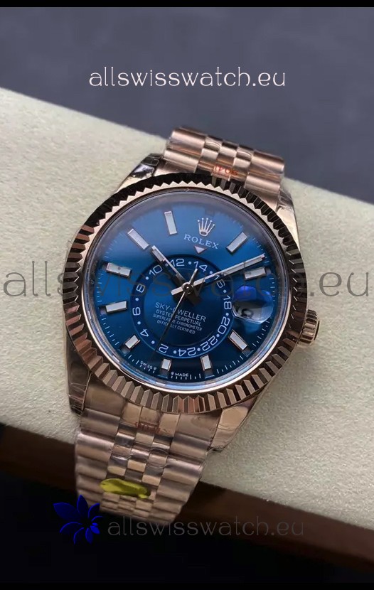 Rolex Sky-Dweller REF# 336935 Blue Dial Watch in Rose Gold 904L Steel Case 1:1 Mirror Replica