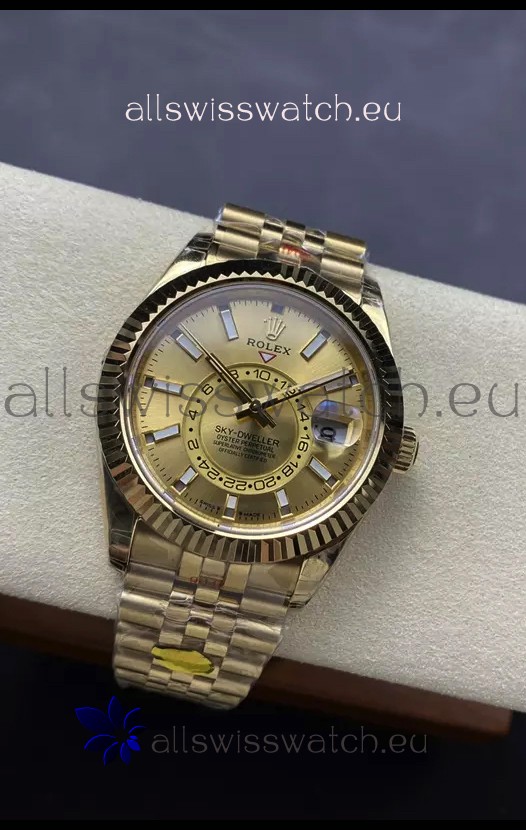 Rolex Sky-Dweller REF# 336935 Gold Dial Watch in Yellow Gold 904L Steel Case 1:1 Mirror Replica