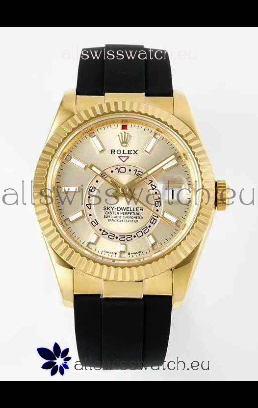 Rolex Sky-Dweller REF# 336935 Gold Dial Watch in Yellow Gold 904L Steel Case 1:1 Mirror Replica