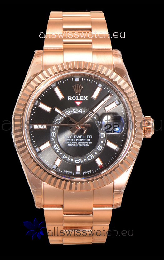 Rolex Sky-Dweller REF# 336235 Slate Dial Watch in Rose Gold 904L Steel Case 1:1 Mirror Replica