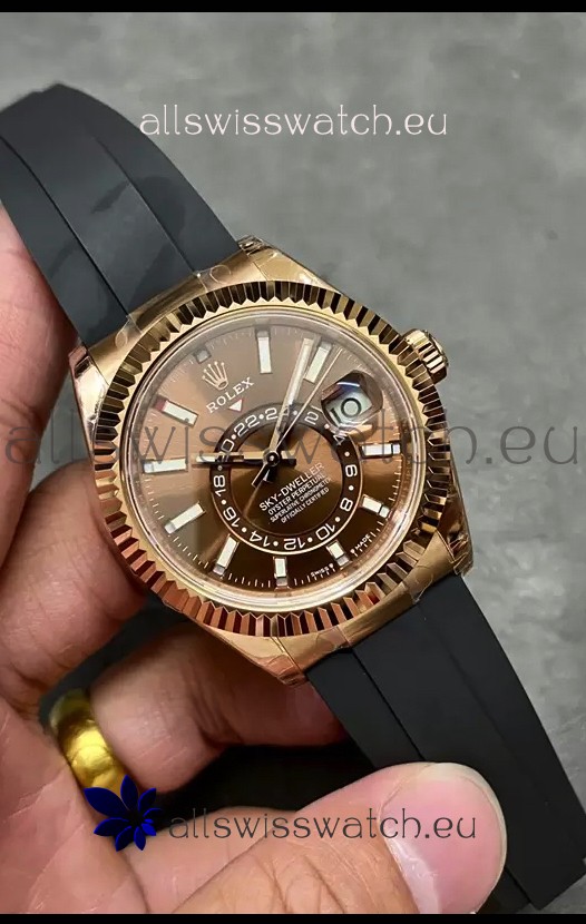 Rolex Sky-Dweller REF# M336235 Brown Dial Rose Gold Watch in 904L Steel Case 1:1 Mirror Replica