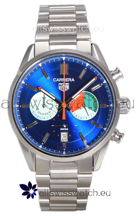 Tag Heuer Carrera Carrera Skipper 39 Chronograph Swiss Quartz Replica Watch Blue Dial 