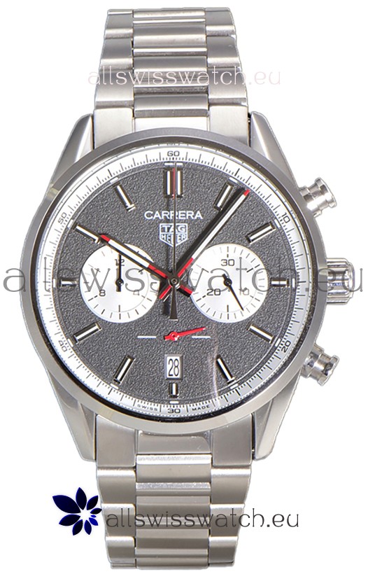 Tag Heuer Carrera Chronograph 43 Swiss Quartz Replica Watch Grey Dial Steel Strap