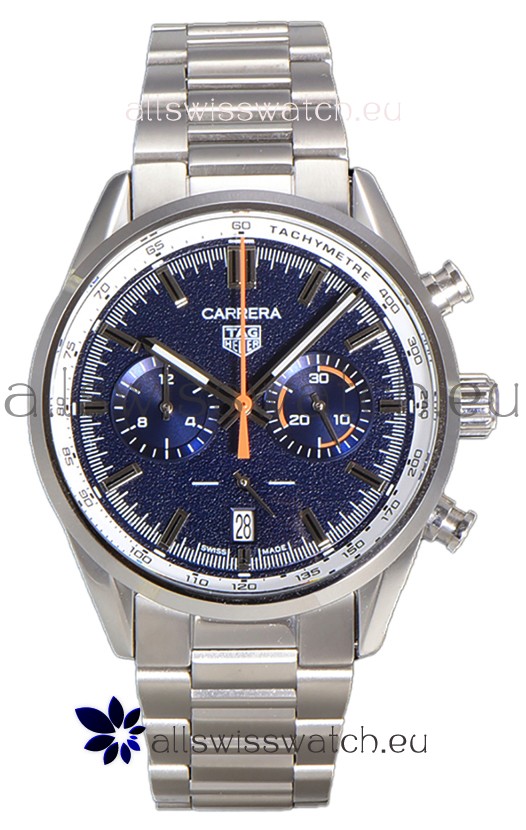 Tag Heuer Carrera Chronograph 43 Swiss Quartz Replica Watch Blue Dial Steel Strap 