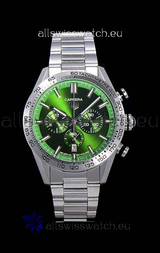 Tag Heuer Carrera Swiss Quartz Movement Replica Watch in Green Dial - Stainless Steel Strap