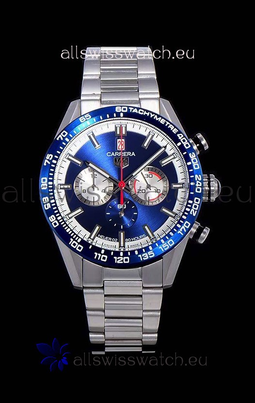 Tag Heuer Carrera Swiss Quartz Movement Replica Watch in Blue Dial - Stainless Steel Strap
