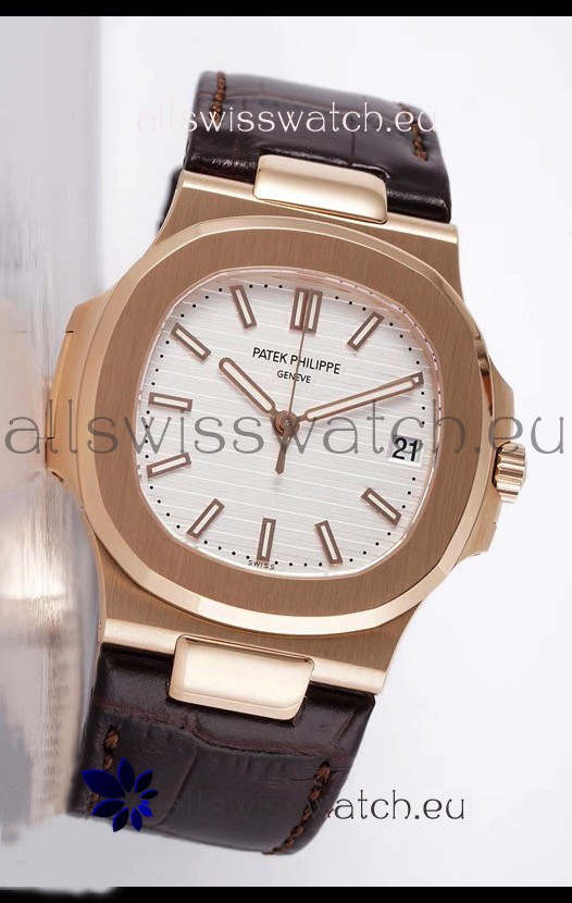 Patek Philippe Nautilus 5711/1R 1 1:1 Mirror Replica Watch in White Dial Rose Gold