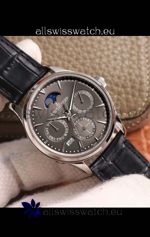 Jaeger LeCoultre Master Ultra-Thin Perpetual Calendar Grey Dial Swiss Replica Watch 