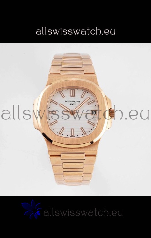 Patek Philippe Nautilus 5711/1R-001 1:1 Mirror Replica in 904L Steel Rose Gold White Dial