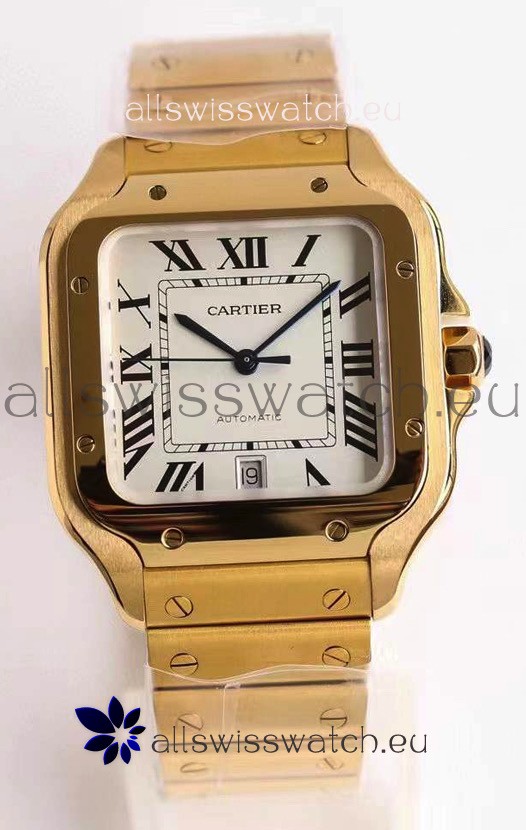 Cartier Santos De Cartier XL 1:1 Yellow Gold Casing Swiss Replica Watch 40MM
