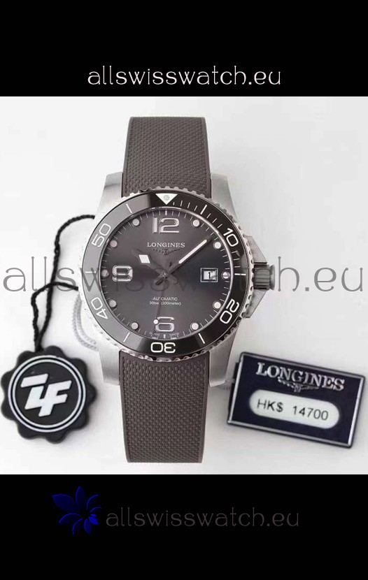 Longines HydroConquest 1:1 Mirror Swiss Replica Watch in Grey Dial Rubber Strap