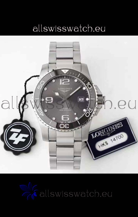 Longines HydroConquest 1:1 Mirror Swiss Replica Watch in Grey Dial Steel Strap