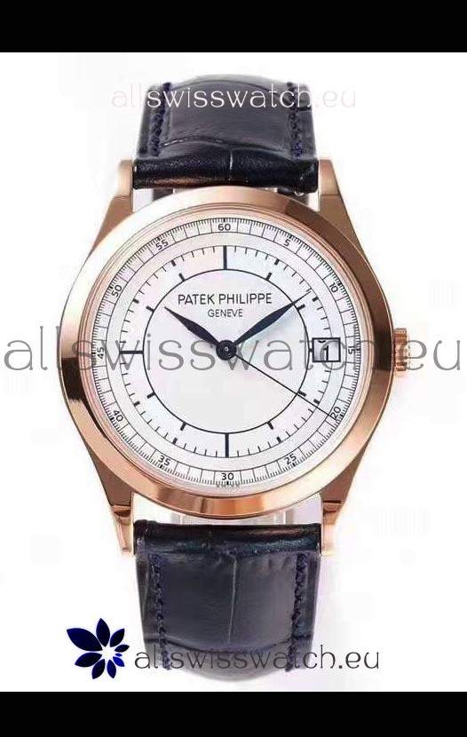 Patek Philippe Calatrava 5296 Sector Dial 1:1 Mirror Swiss Replica Watch Rose Gold Casing