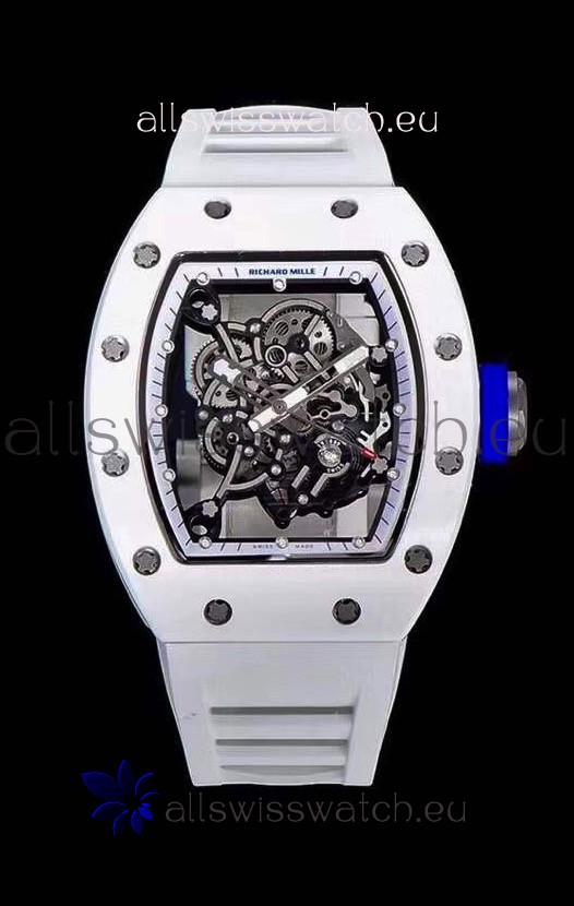 Richard Mille RM055 Ceramic Casing 1:1 Mirror Replica Watch in White Strap 
