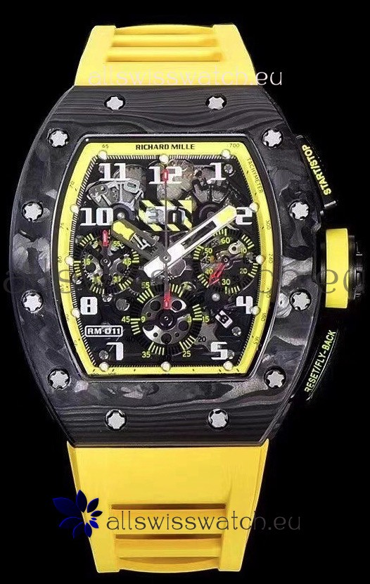Richard Mille RM011 Felipe Massa 1:1 Mirror Quality One Piece Black Forged Carbon Case Watch