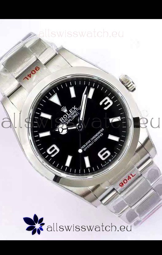 Rolex Explorer I Black Dial - 904L Steel in 3235 Swiss Automatic Movement