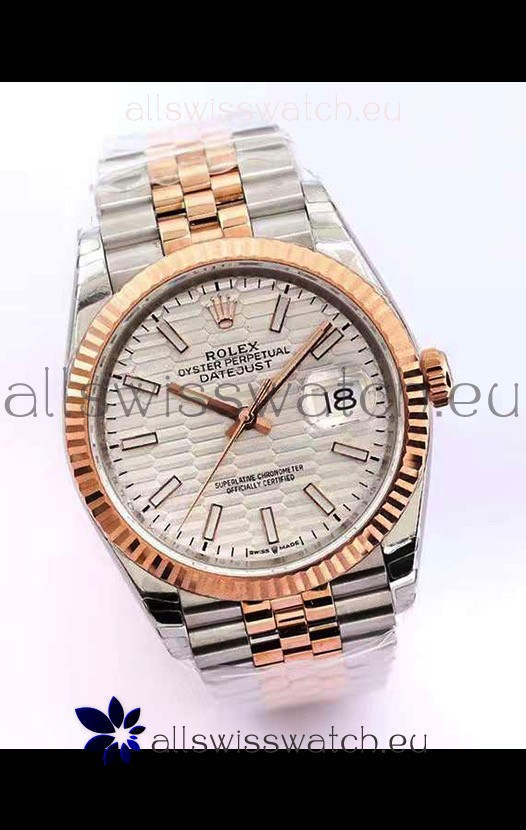 Rolex Datejust Fluted-Motif Dial 41MM Cal.3135 Movement Swiss Replica Watch in 904L Two Tone Casing