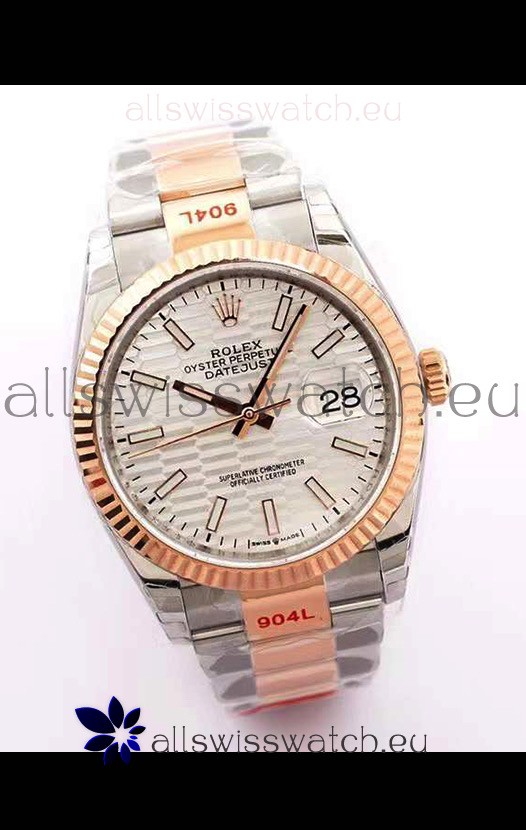 Rolex Datejust Fluted-Motif Dial 41MM Cal.3135 Movement Swiss Replica Watch in 904L Two Tone Casing