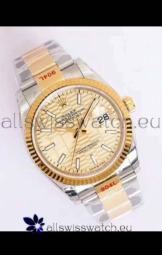 Rolex Datejust Fluted-Motif Dial 41MM Cal.3135 Movement Swiss Replica Watch in 904L Two Tone Casing