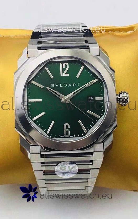Bvlgari Octo Roma Edition 1:1 Mirror Replica in 904L Steel Casing - Green Dial 