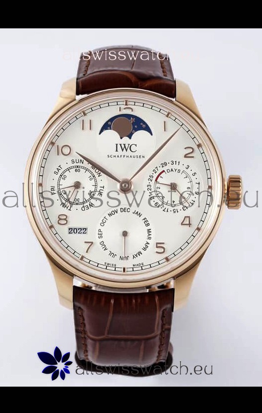 IWC Portuguese Perpetual Calendar Rose Gold Swiss Replica Watch REF. IW503302