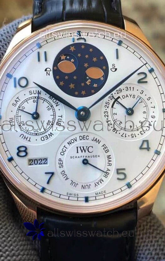 IWC Portuguese Perpetual Calendar Rose Gold Swiss Replica Watch REF. IW503405