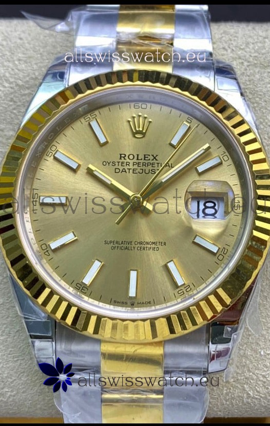 Rolex Datejust 126333 41MM Cal.3135 Swiss 1:1 Mirror Replica Watch in 904L Gold Dial 
