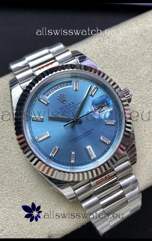 Rolex Day Date M228236-0006 904L Steel 40MM - Ice Blue Dial 1:1 Mirror Replica