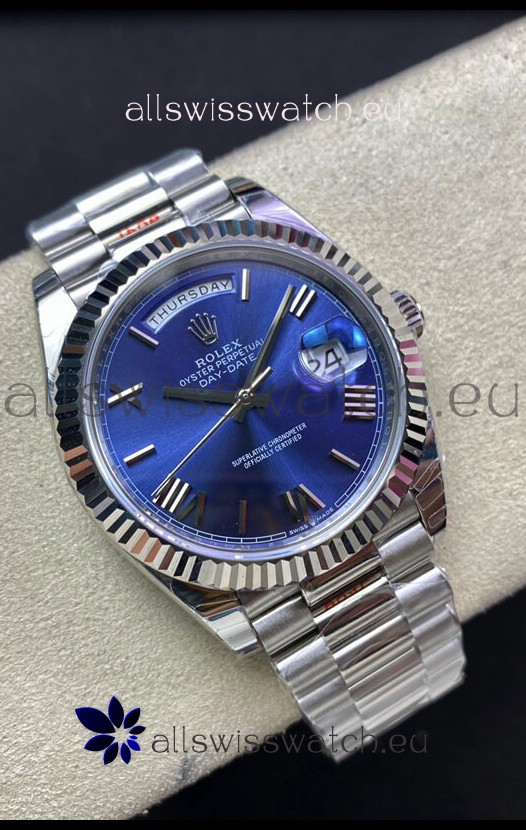 Rolex Day Date M228206-0015 904L Steel 40MM - Blue Dial 1:1 Mirror Replica