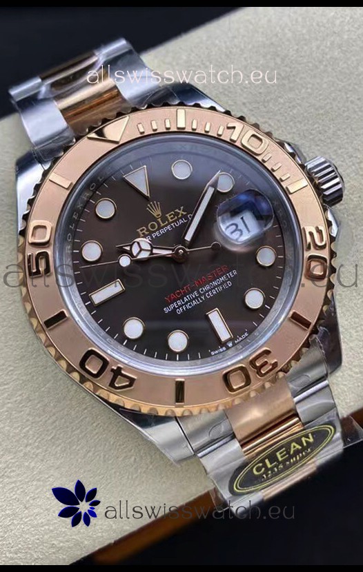 Rolex Yachtmaster 40 Everose Gold - Oyster Steel Brown Dial 1:1 Swiss Replica Watch 40MM in 904L Steel Casing
