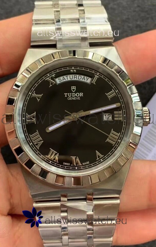 Tudor Royal Edition Watch - 1:1 Mirror Replica in Steel Casing - Black Roman Dial 