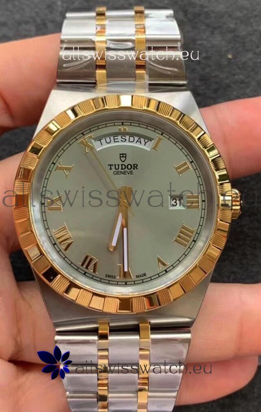 Tudor Royal Edition Watch - 1:1 Mirror Replica in Two Tone Casing - Grey Roman Dial