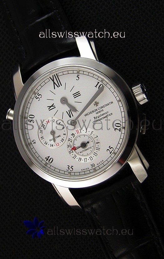 Vacheron Constantin Malte Dual Time Regulator Steel Swiss Replica Watch 