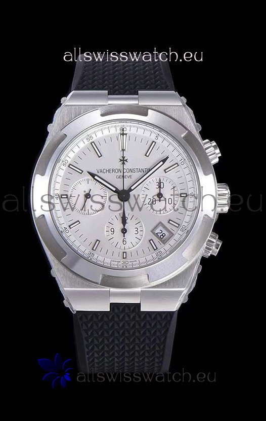 Vacheron Constantin Overseas Chronograph White Dial Swiss Replica Watch - Rubber Strap