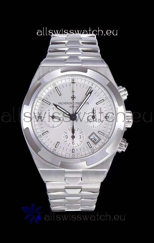 Vacheron Constantin Overseas Chronograph White Dial Swiss Replica Watch - Stainless Steel Strap