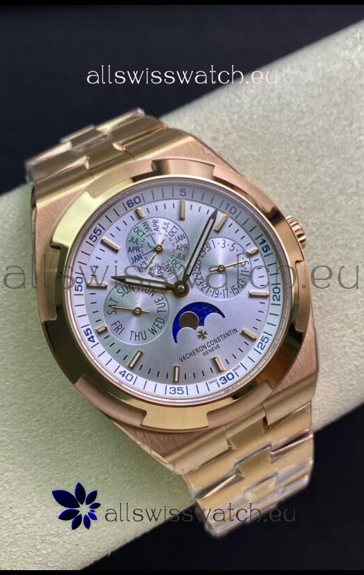 Vacheron Constantin Overseas Perpetual Calendar Ultra-Thin Steel Dial Rose Gold Casing Replica