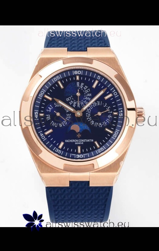 Vacheron Constantin Overseas Perpetual Calendar Ultra-Thin Blue Dial Rose Gold Casing Replica