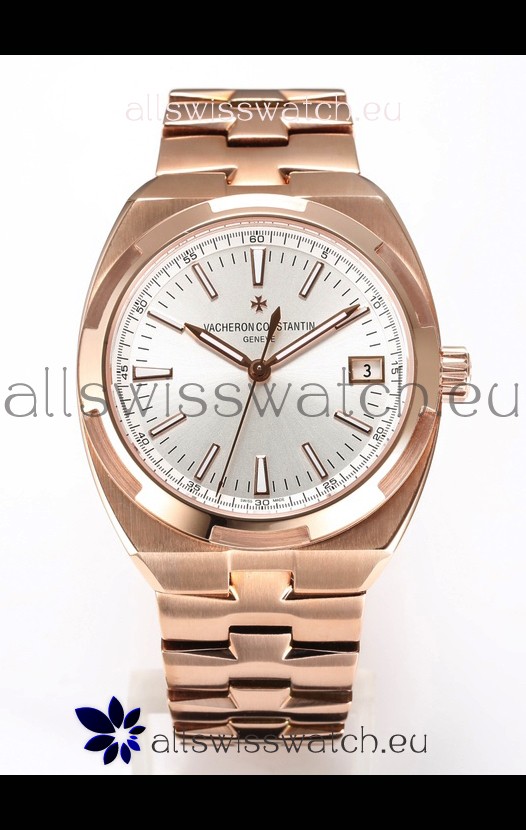 Vacheron Constantin Super Clone Overseas 1:1 Mirror Swiss Replica Watch in Rose Gold Steel Dial
