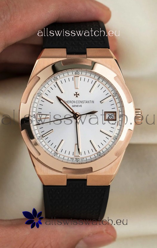 Vacheron Constantin Super Clone Overseas Edition Rose Gold Casing Rubber Strap