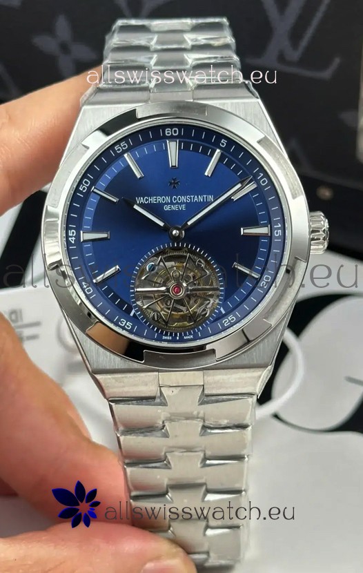 Vacheron Constantin Overseas Tourbillon Stainless Steel in Blue Dial Gold Strap 1:1 Mirror Replica