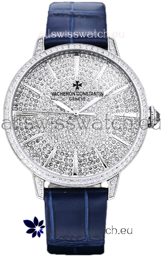 Vacheron Constantin Patrimony Self-Winding Jewellery Diamonds Paved Dial in White Gold Plating