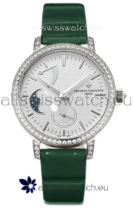 Vacheron Constantin Traditionelle Moon Phase White Dial in Steel Case Swiss Replica