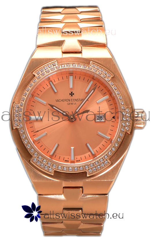 Vacheron Constantin Overseas Rose Gold Casing and Dial 35MM Swiss Replica Watch 
