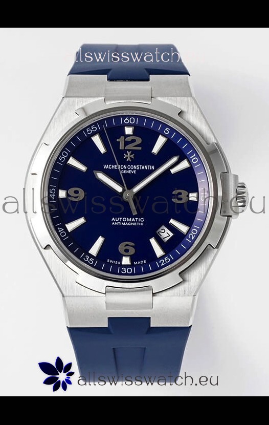 Vacheron Constantin Overseas 1:1 Mirror Swiss Replica Watch in Steel Blue Dial - Rubber Strap