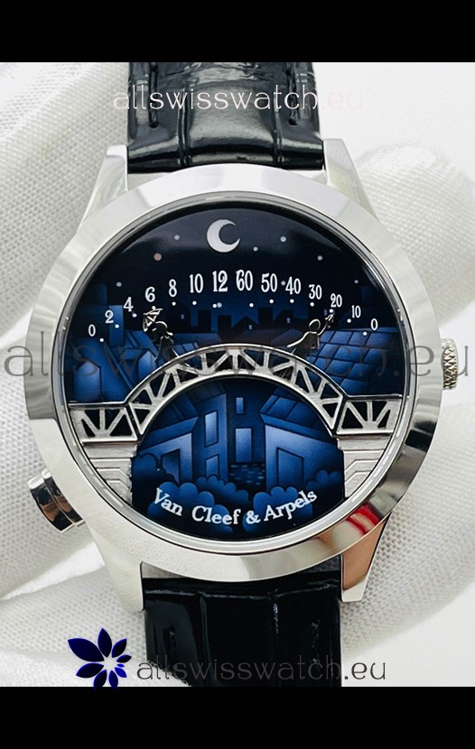 Van Cleef & Arpels Lady Arpels Pont des Amoureux in Stainless Steel Black Strap