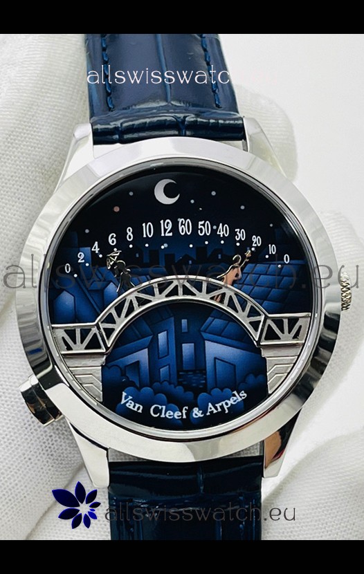 Van Cleef & Arpels Lady Arpels Pont des Amoureux in Stainless Steel Navy Blue Strap