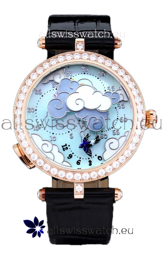Van Cleef & Arpels Donde Des Papillons Rose Gold Casing Swiss Movement Replica Watch 
