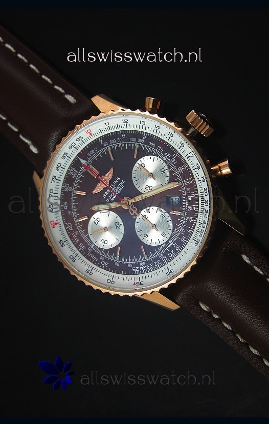 Breitling Navitimer 01 Brown Dial Rose Gold 1:1 Mirror Swiss Replica Watch